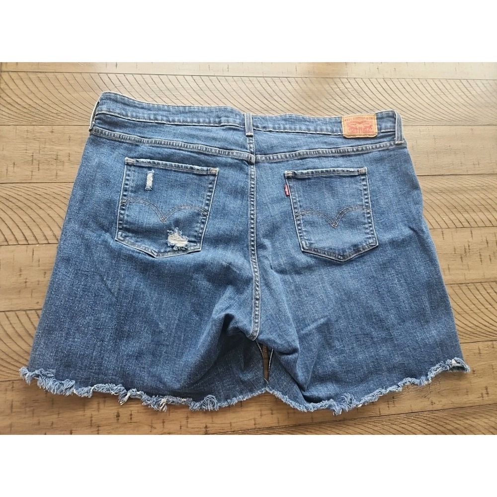 Levi's Cut Off Classic Jean Shorts 24W Blue Denim Cotton Stretch Frayed Western